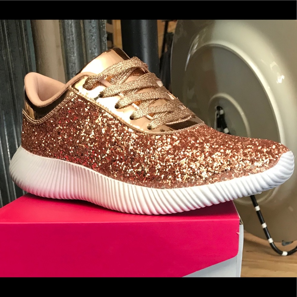 Rose Gold Glitter Tennis Shoes